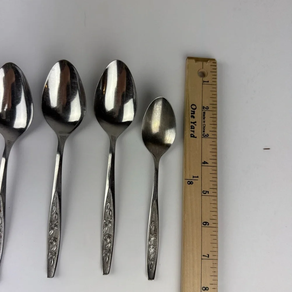 Ekco Eterna Stainless Flatware ROSE COTILLION 8 Piece Lot Spoons Knife